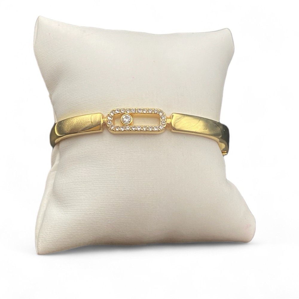 Gold Tone and Crystal Clamp Bracelet